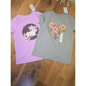 Cat & Jack Tshirt Bundle Girls Size 14 Short Sleeve Purple Gray Unicorn
